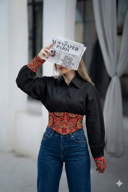 شومیز کمرکرستی سوزندوزی