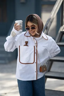 شومیز سفید بیسیک
