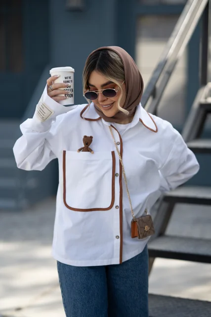 شومیز سفید بیسیک